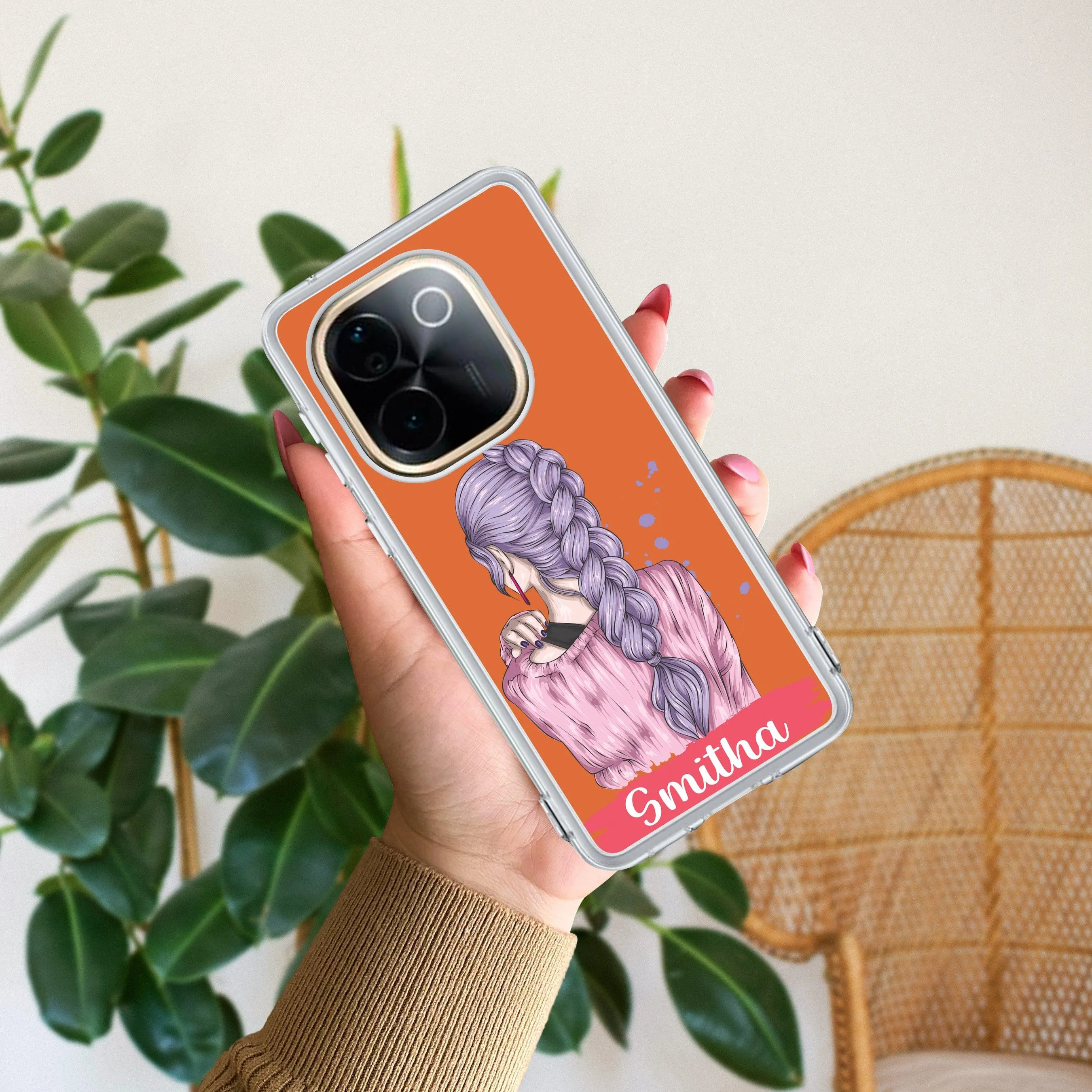 Braid Girl Customize Transparent Silicon Case For iQOO
