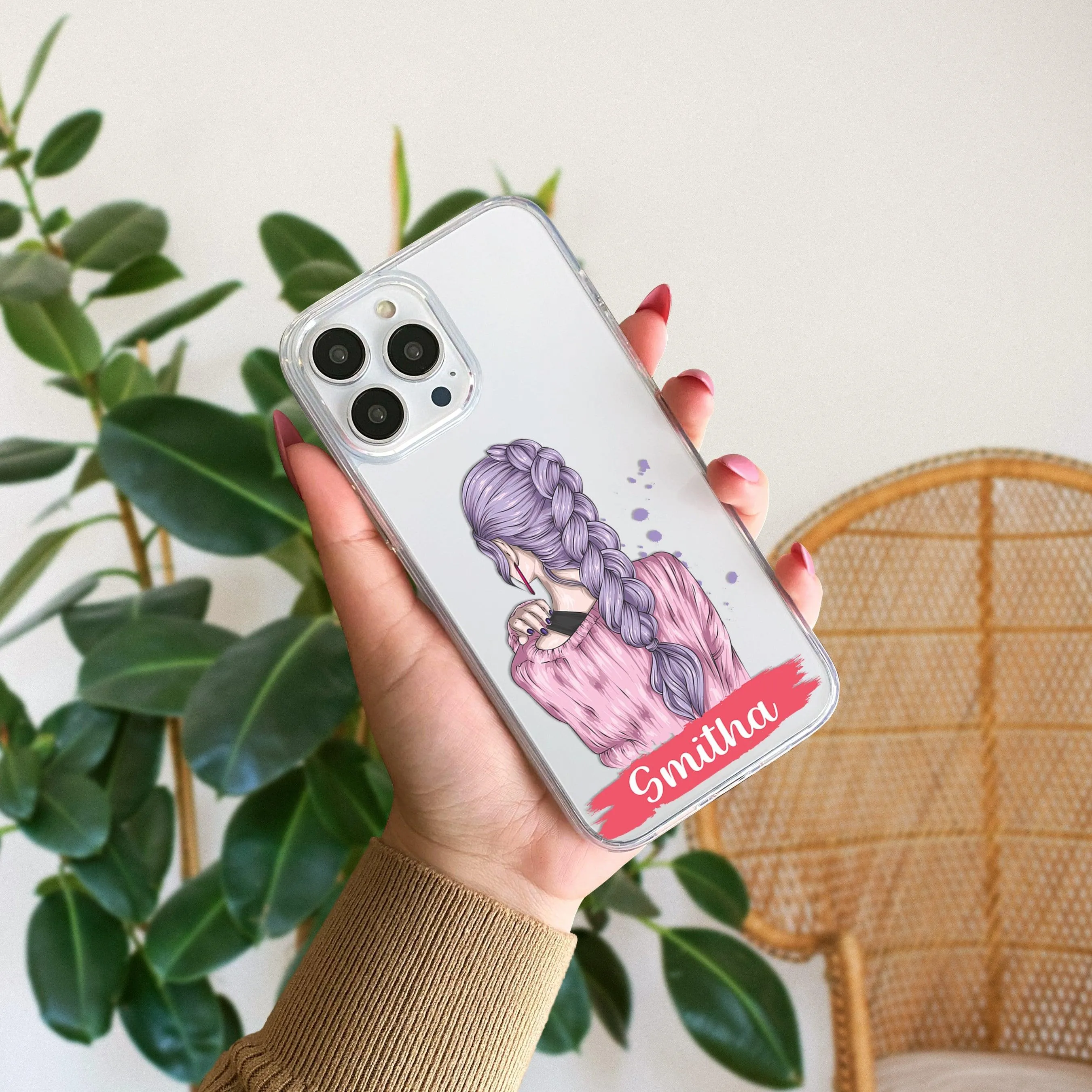 Braid Girl Customize Transparent Silicon Case For iQOO