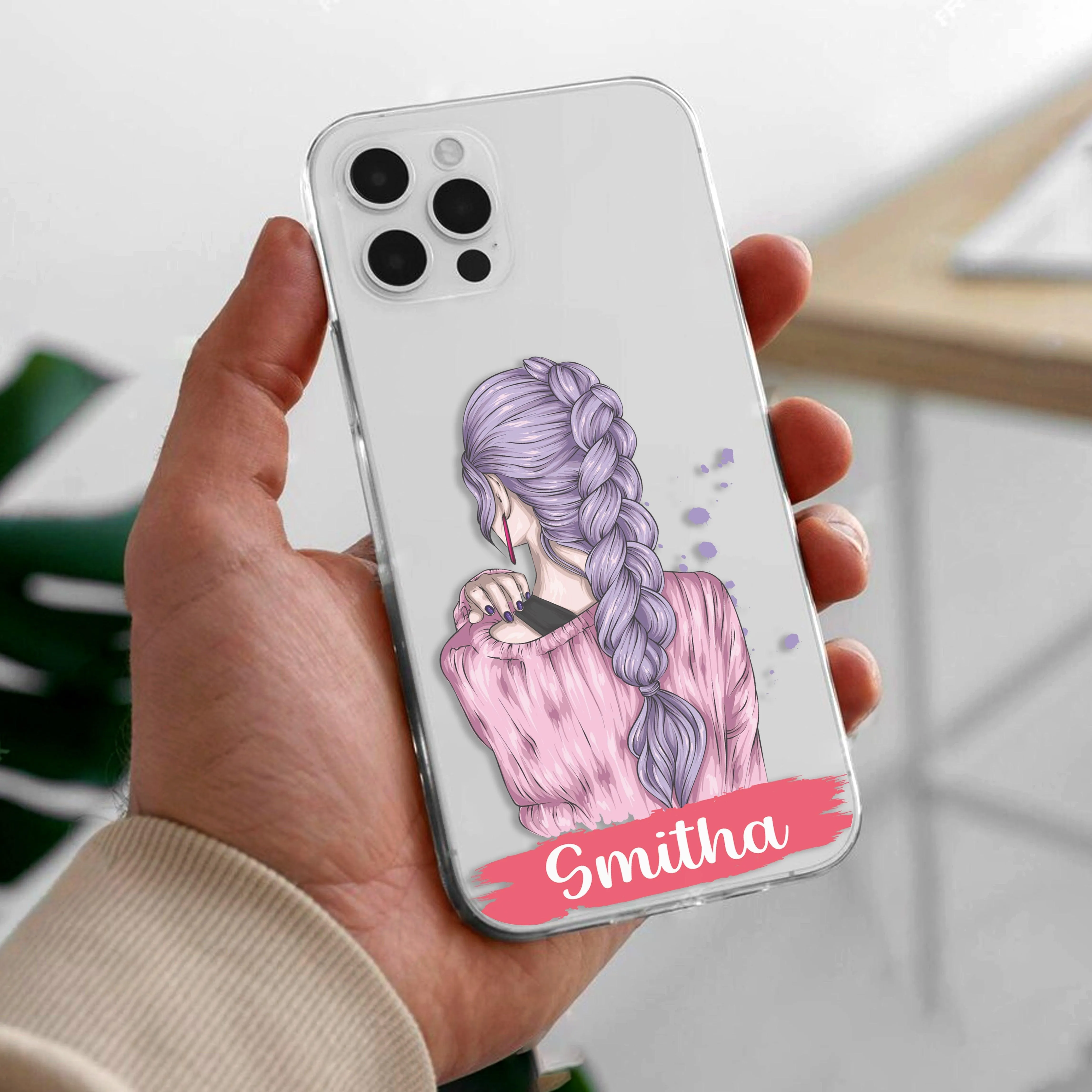 Braid Girl Customize Transparent Silicon Case For iQOO