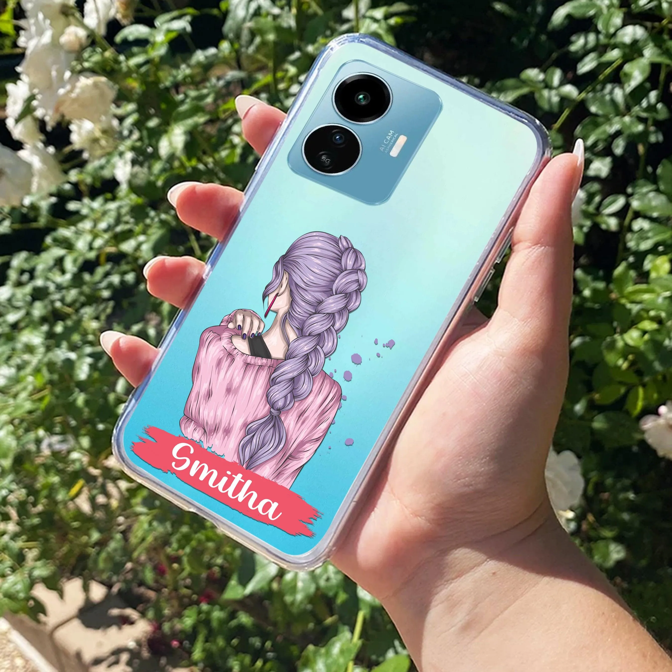Braid Girl Customize Transparent Silicon Case For iQOO