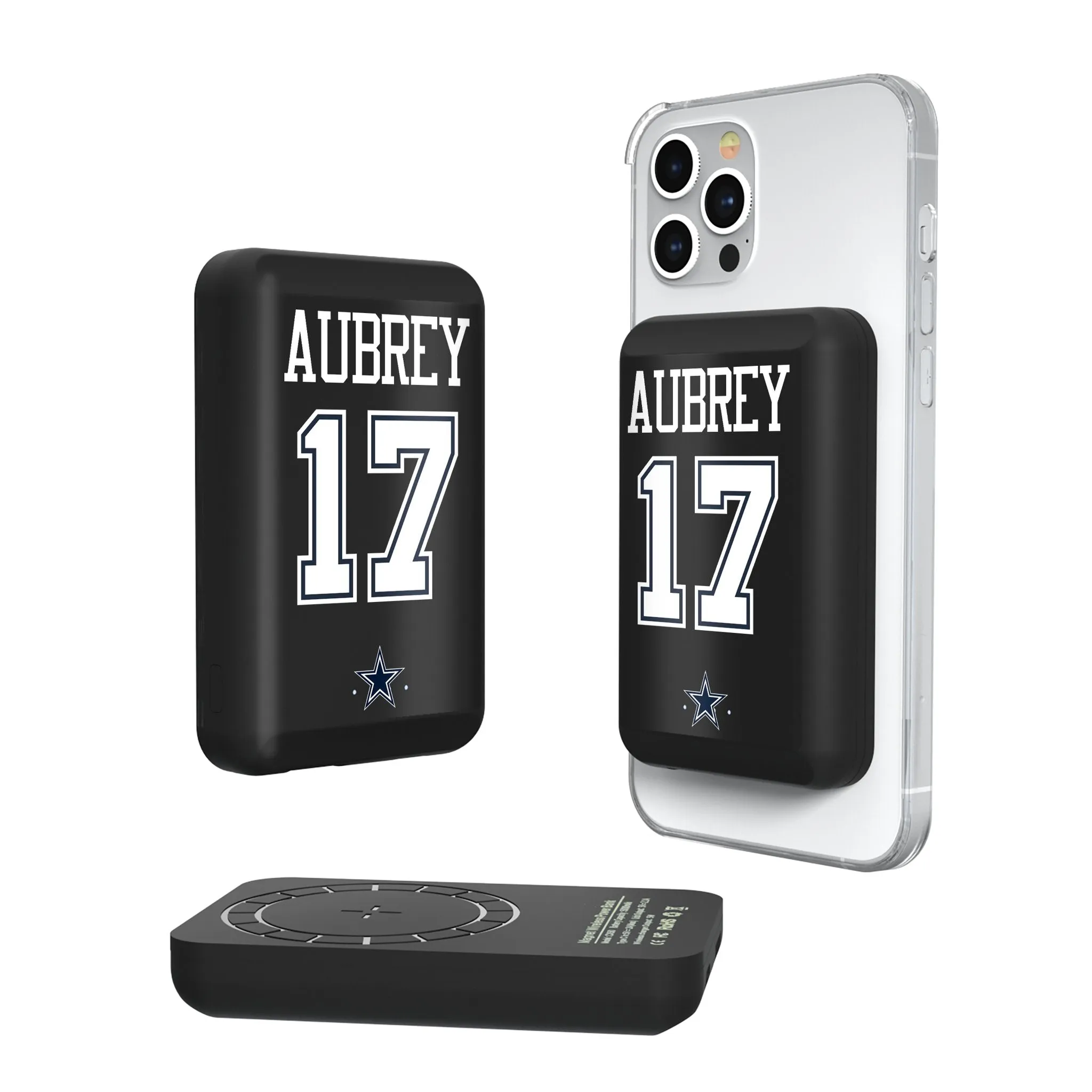 Brandon Aubrey Dallas Cowboys 17 Ready Wireless Mag Power Bank