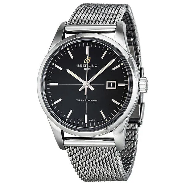 Breitling Transocean Black Dial Stainless Steel Men's Watch A1036012-BA91SS A1036012-BA91-154A