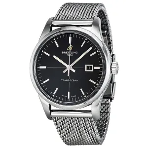Breitling Transocean Black Dial Stainless Steel Men's Watch A1036012-BA91SS A1036012-BA91-154A