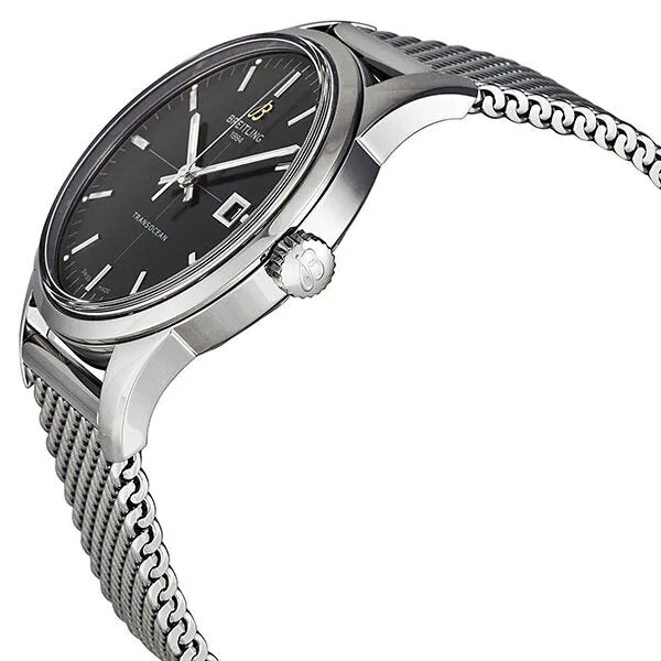 Breitling Transocean Black Dial Stainless Steel Men's Watch A1036012-BA91SS A1036012-BA91-154A