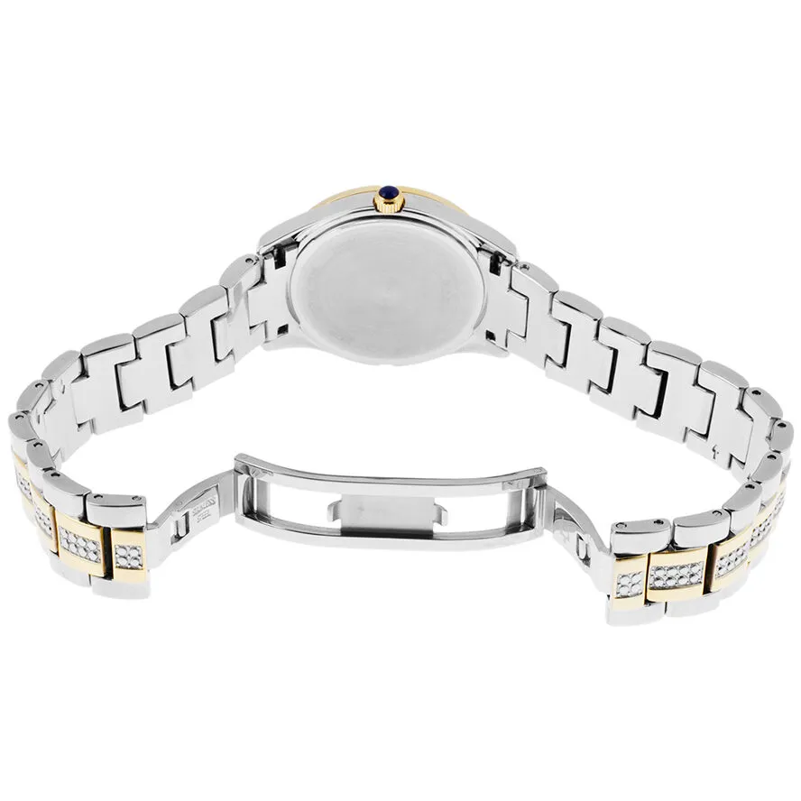 Bulova Crystal White Mother of Pearl Dial Ladies Watch 98L135