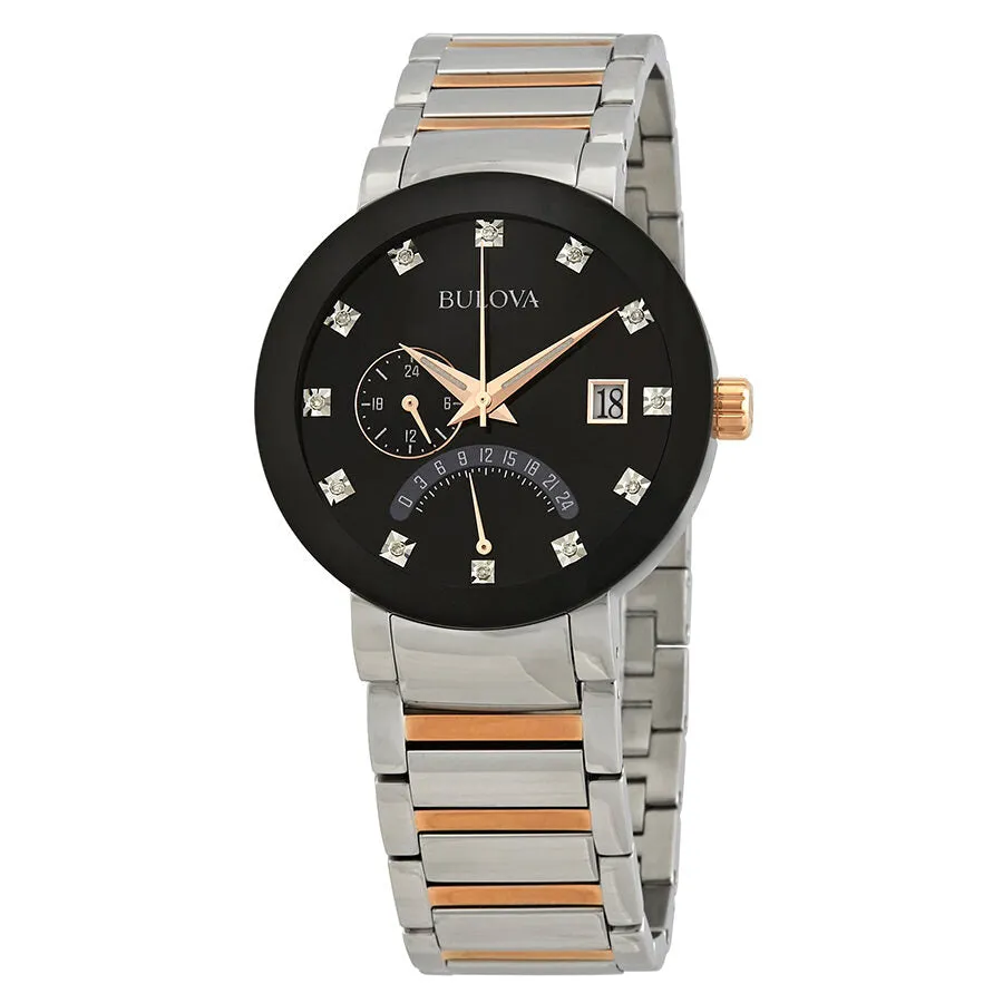 Bulova Diamond Black Dial Two-tone Men's Watch 98D129