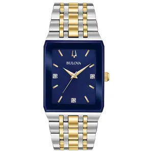 Bulova Men's Blue Dial Two Tone Stainless Steel Band Quartz Watch - 98D154
