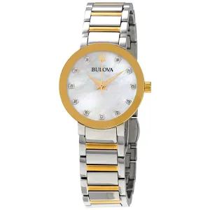 Bulova Mother of Pearl Crystal Dial Two-tone Ladies Watch 98P180