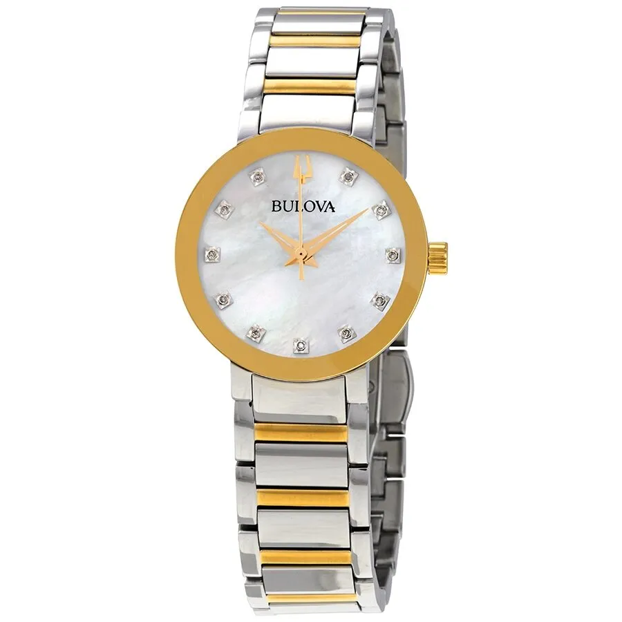 Bulova Mother of Pearl Crystal Dial Two-tone Ladies Watch 98P180