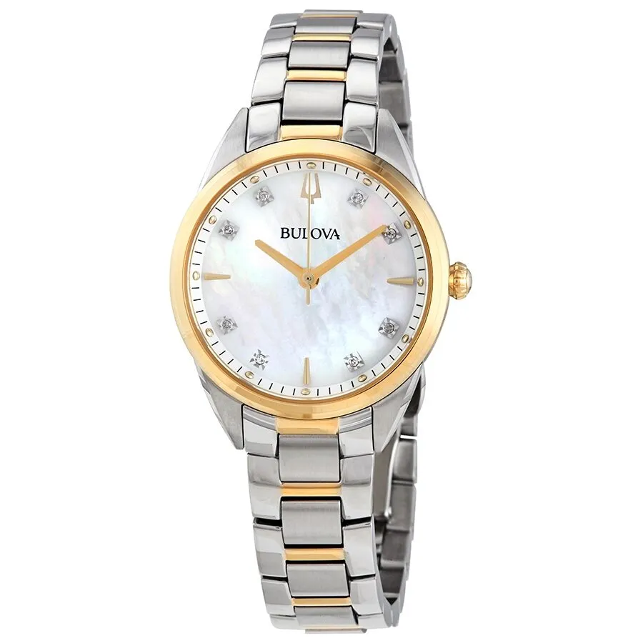 Bulova Sutton Quartz Diamond Mother of Pearl Dial Ladies Watch 98P184