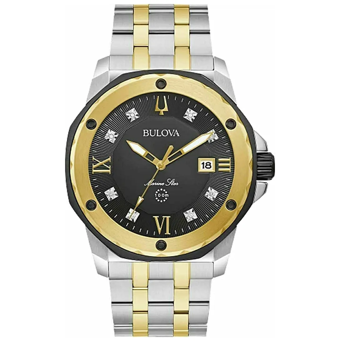 Bulova Women's Marine Star Silver and Gold Tone Stainless Steel Quartz Watch - 98D175
