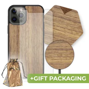 BUNDLE - American Walnut Phone Case   Screen Protector   Mag Safe Charger   Coasters
