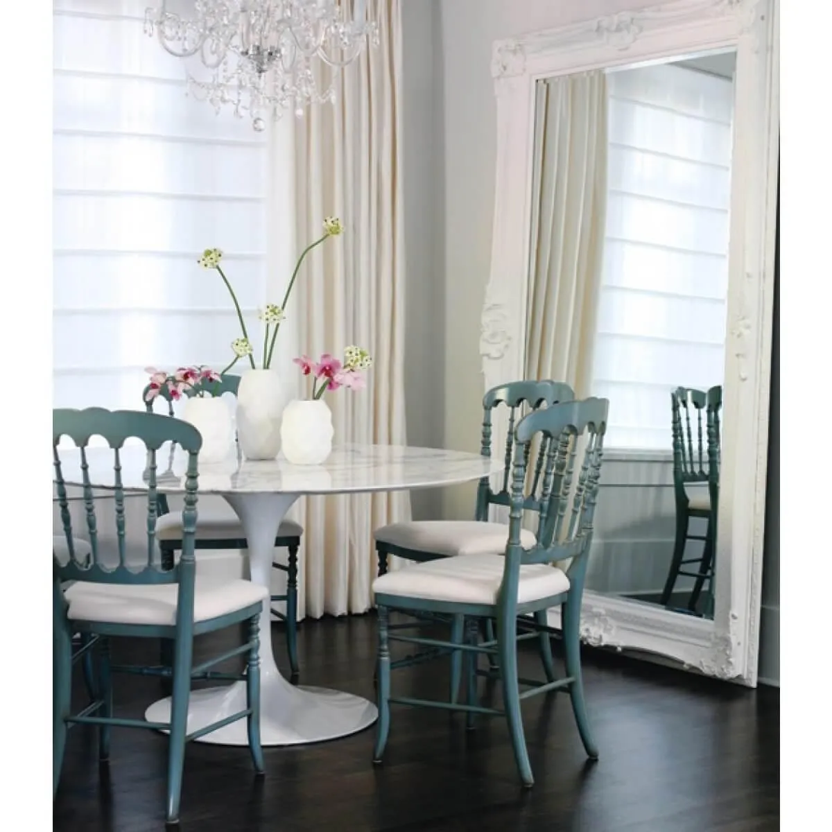 Calibre Marble Dining Table 100cm - Aluminium