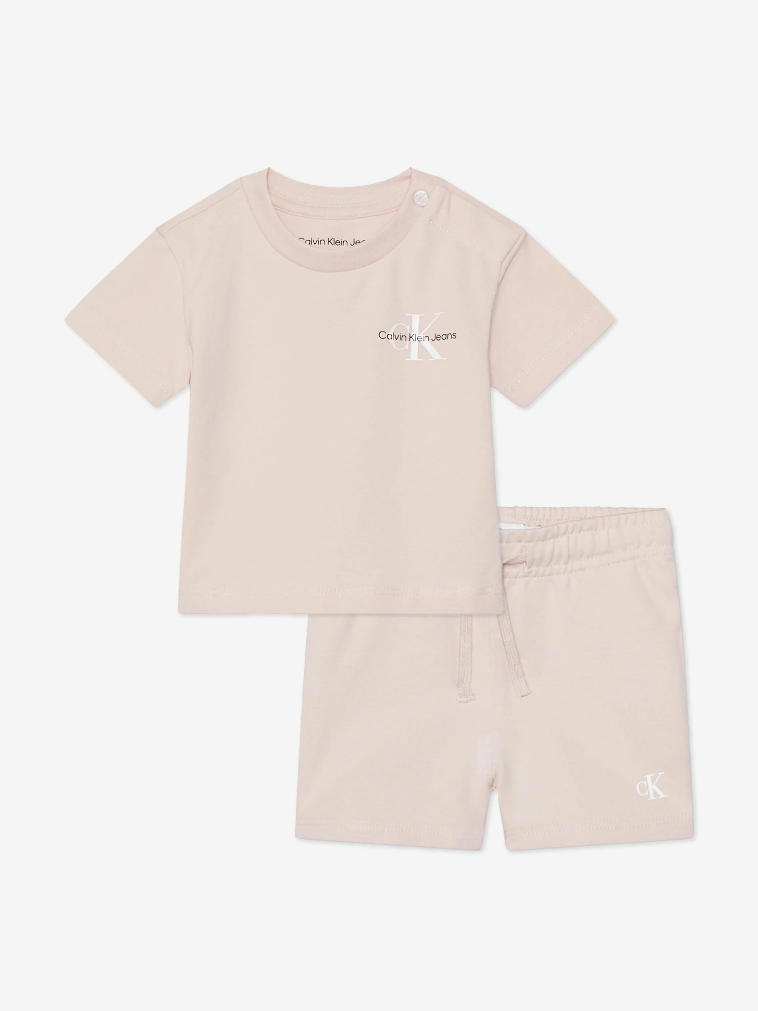 Calvin Klein Baby Girls Monogram Logo Shorts Set in Pink
