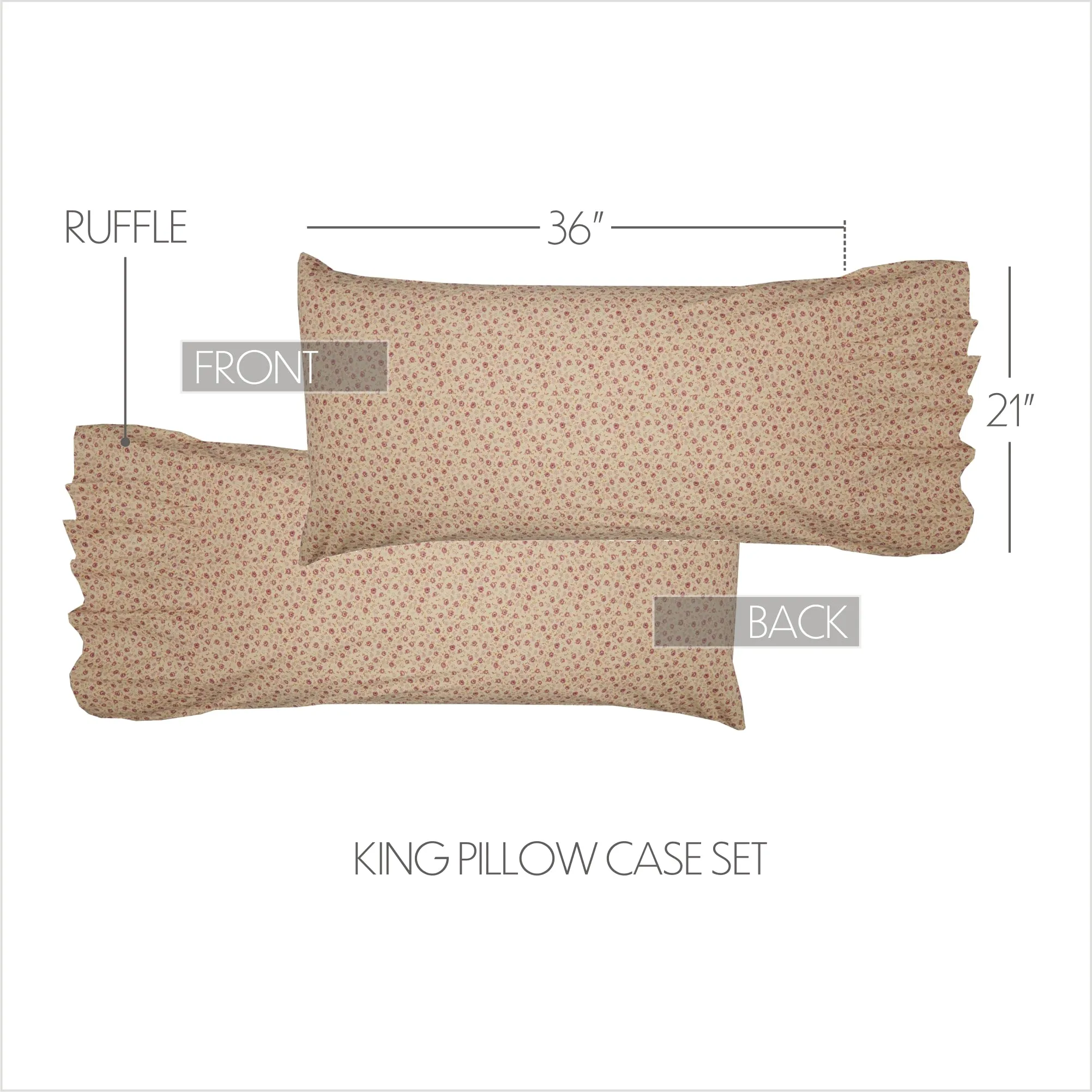 Camilia Ruffled King Pillow Case Set of 2 21x36 8