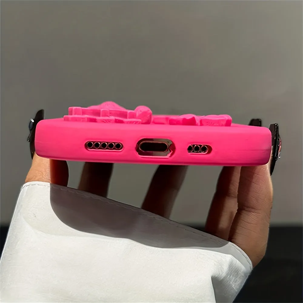 Candy Color Cute Cartoon 3D Bear Silicone iPhone Case
