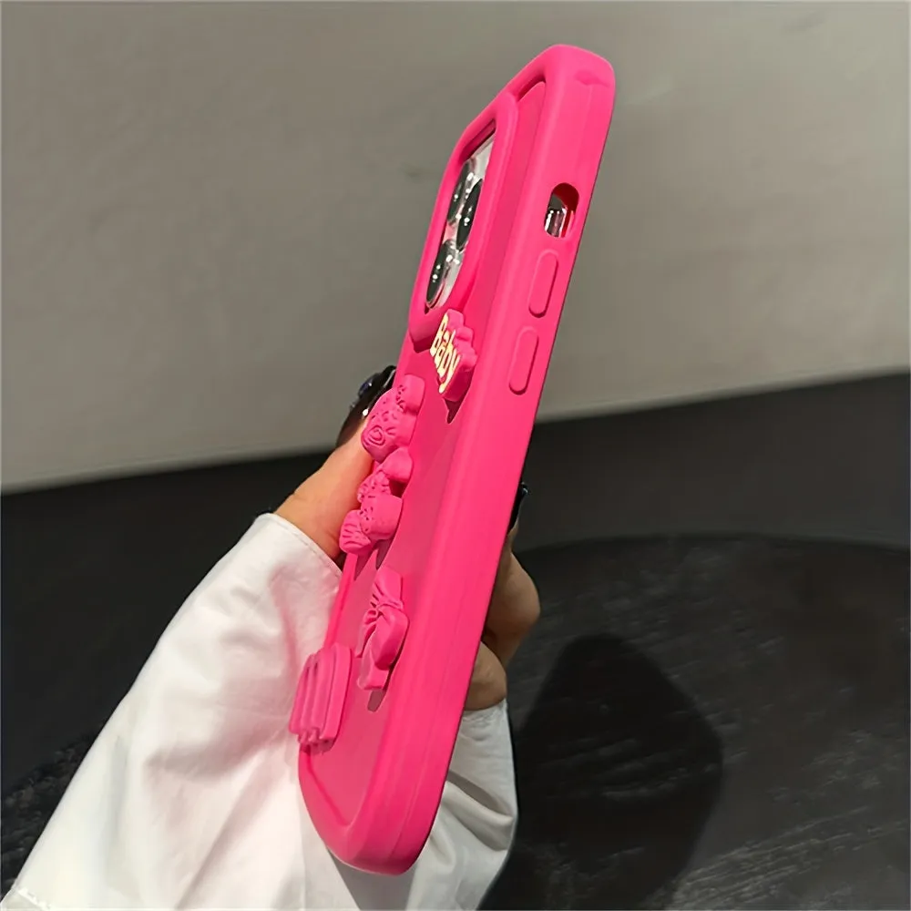 Candy Color Cute Cartoon 3D Bear Silicone iPhone Case