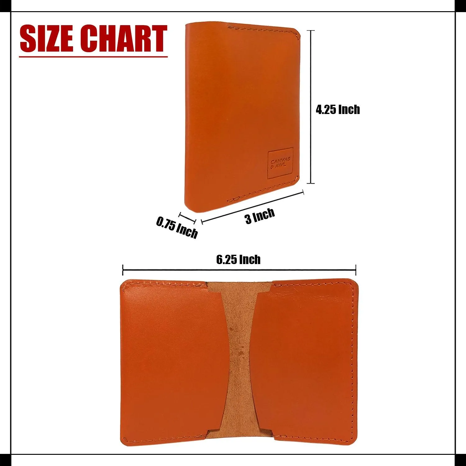 CANVAS & AWL Genuine Leather Card Holder Pocket Sized Slim Minimalist Wallet Business Card Case (Orange)