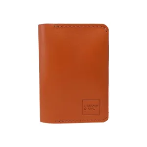 CANVAS & AWL Genuine Leather Card Holder Pocket Sized Slim Minimalist Wallet Business Card Case (Orange)