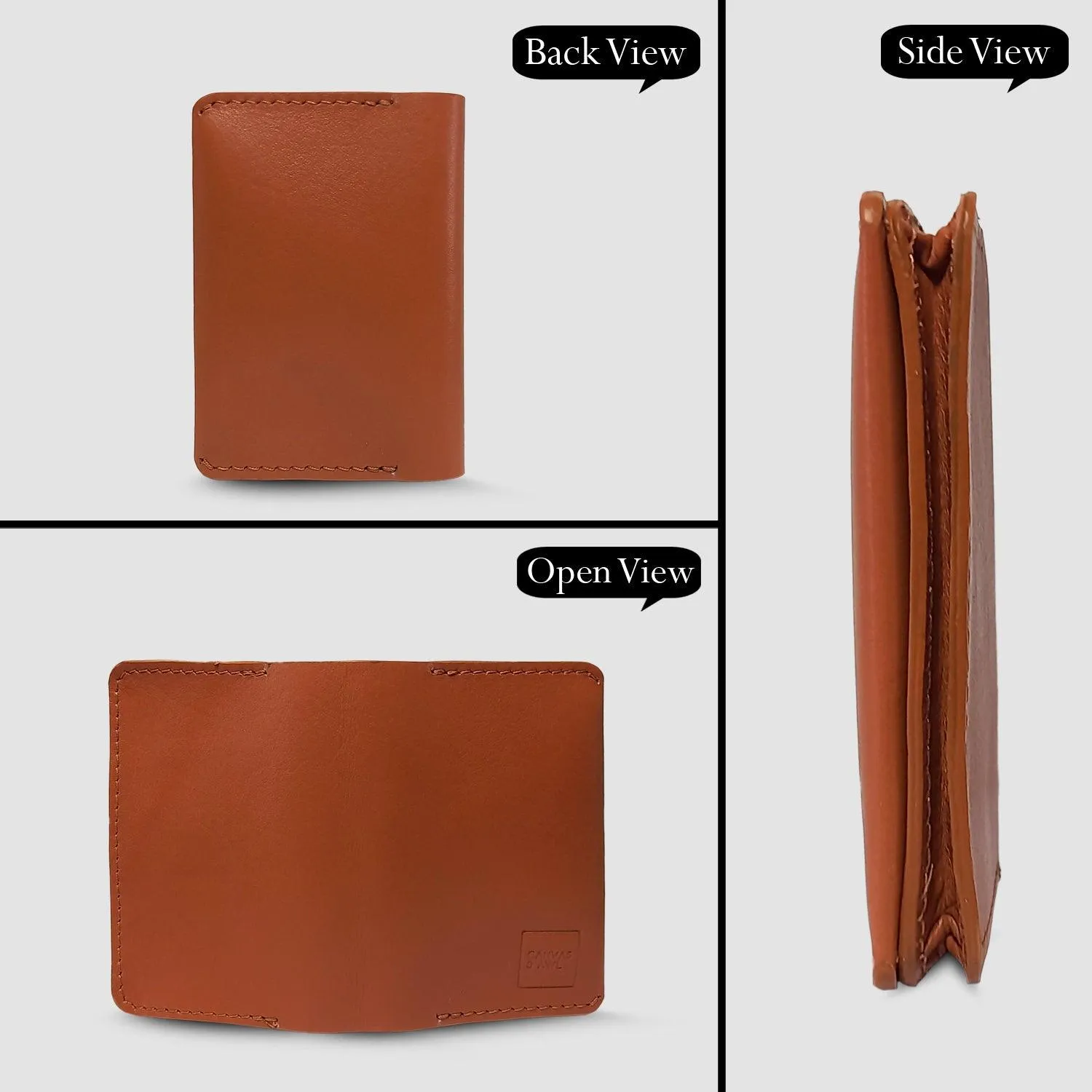 CANVAS & AWL Genuine Leather Card Holder Pocket Sized Slim Minimalist Wallet Business Card Case (Tan)