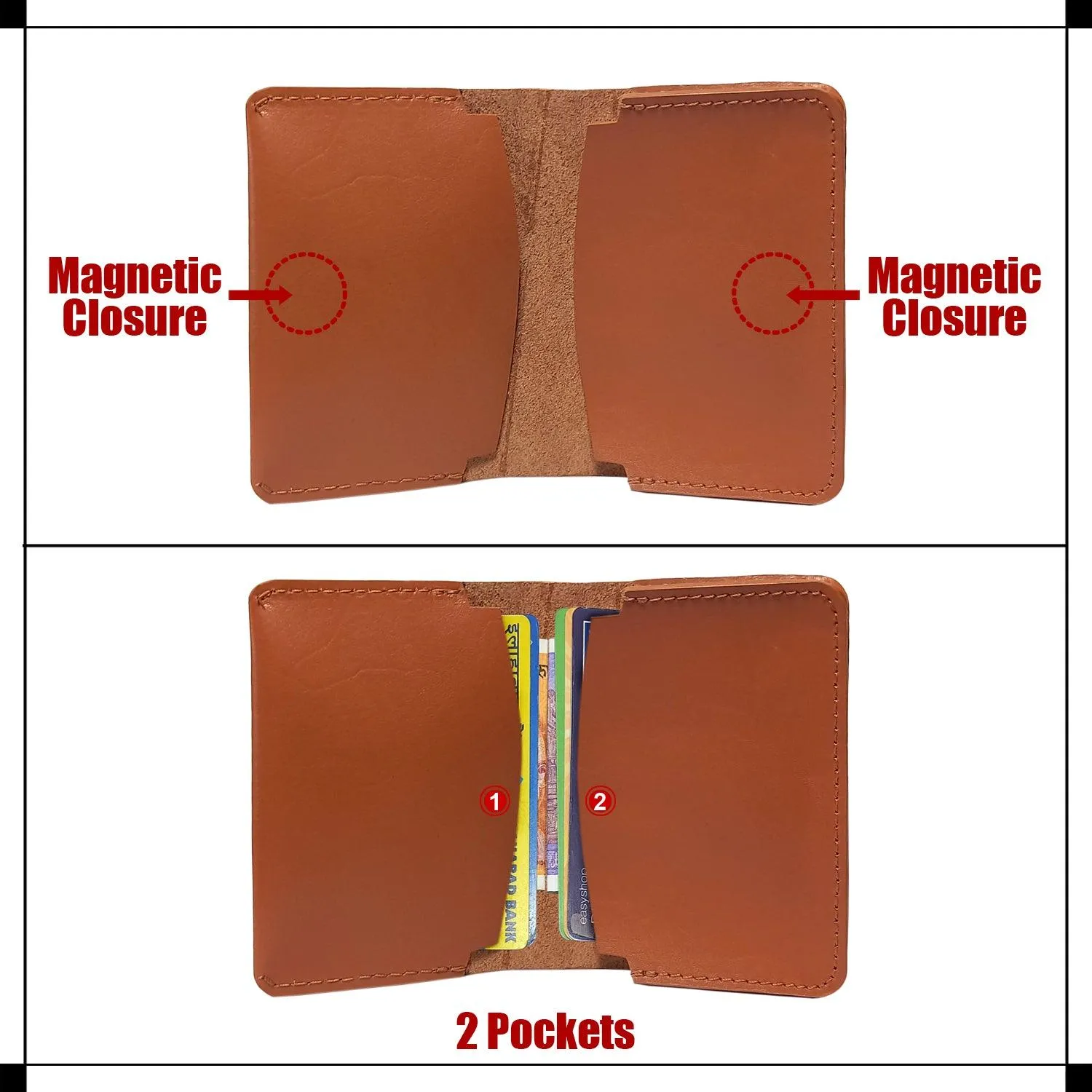 CANVAS & AWL Genuine Leather Card Holder Pocket Sized Slim Minimalist Wallet Business Card Case (Tan)