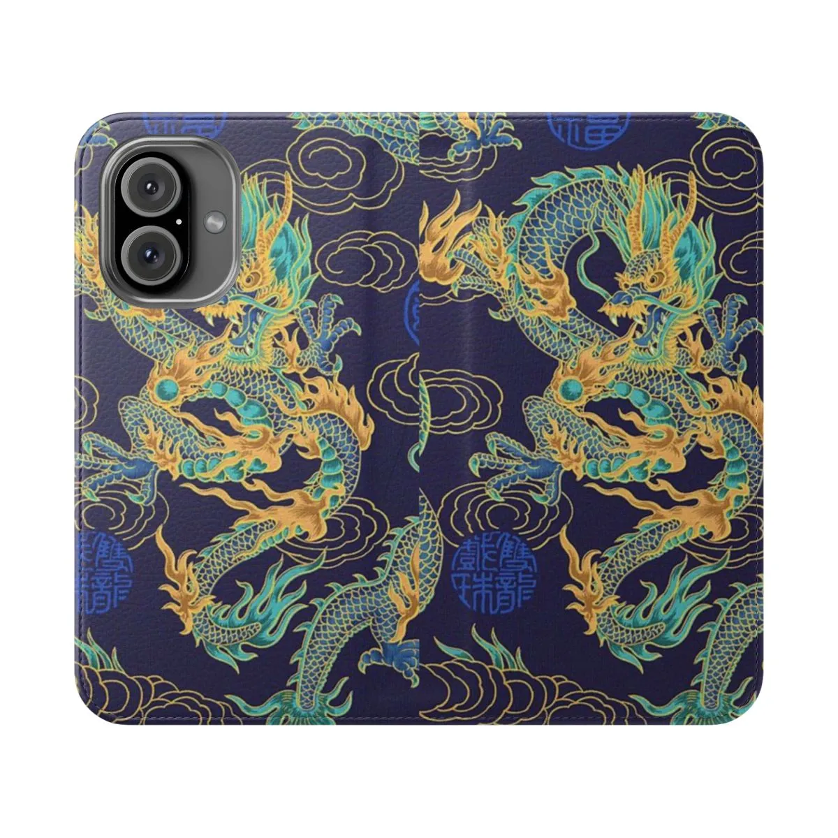 Captivating Dragon Flip Cover Phone Case - Gilded Asian Mythology