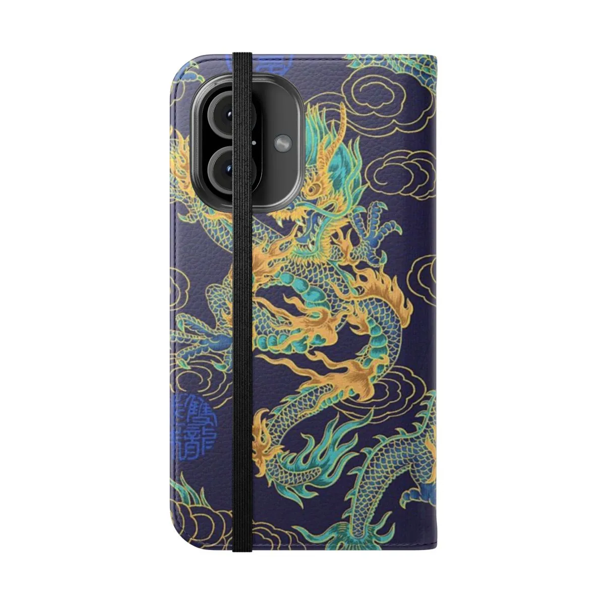 Captivating Dragon Flip Cover Phone Case - Gilded Asian Mythology