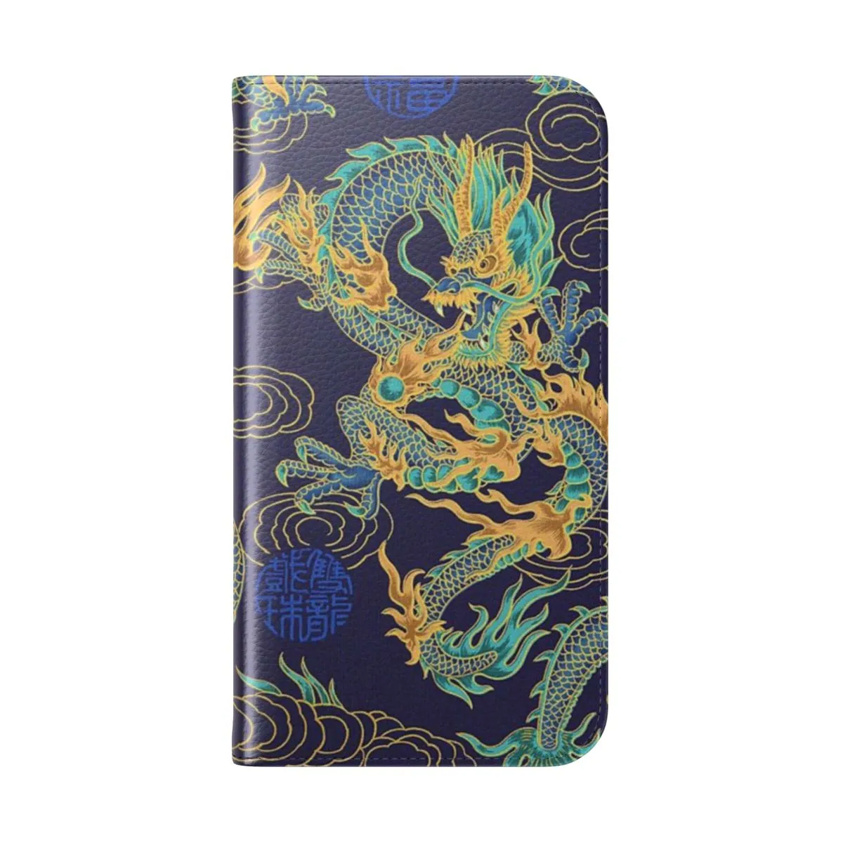 Captivating Dragon Flip Cover Phone Case - Gilded Asian Mythology