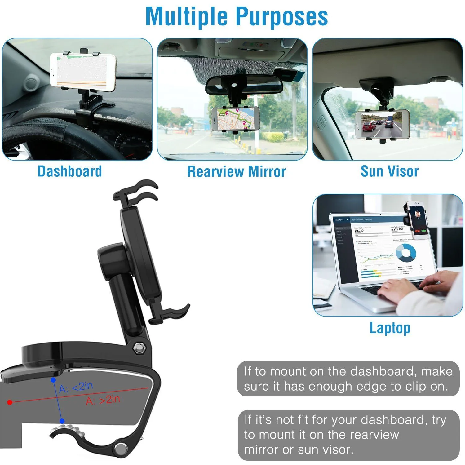 Car Non-slip 360°Rotation Dashboard Phone Holder