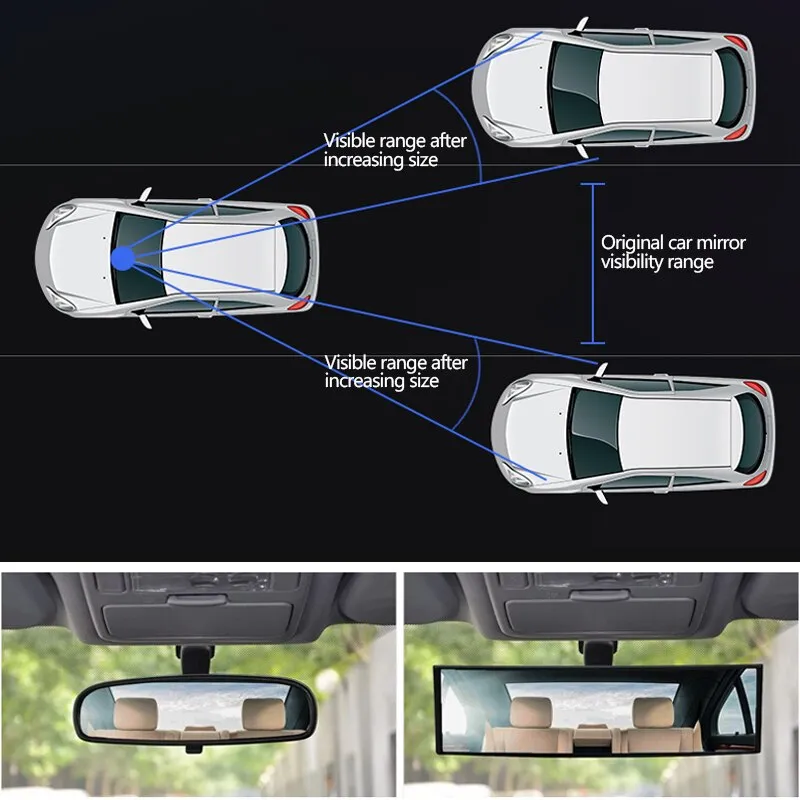 Car Rearview Mirror Interior Auto Reflective Lens Surface Blue Mirror