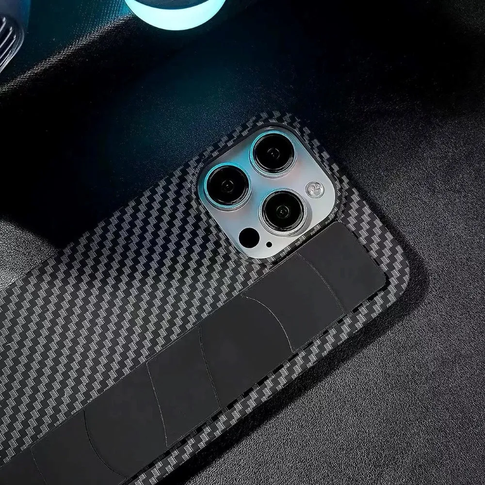 Carbon Fiber Rugged Hard Phone Case with Strap Holder - iPhone 11