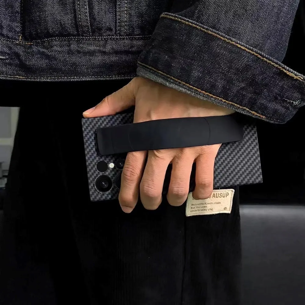 Carbon Fiber Rugged Hard Phone Case with Strap Holder - iPhone 11