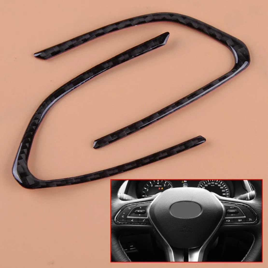 Carbon Fiber Steering Wheel Button Trim for Infiniti Q50 Q50L 2018 2019