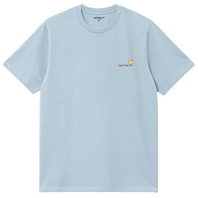 Carhartt WIP Mens American Script T Shirt Frosted Blue