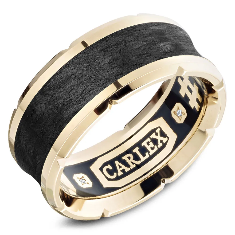 Carlex G4 Wedding Band 18K Gold & Forged Carbon Fiber 9.50mm VS1