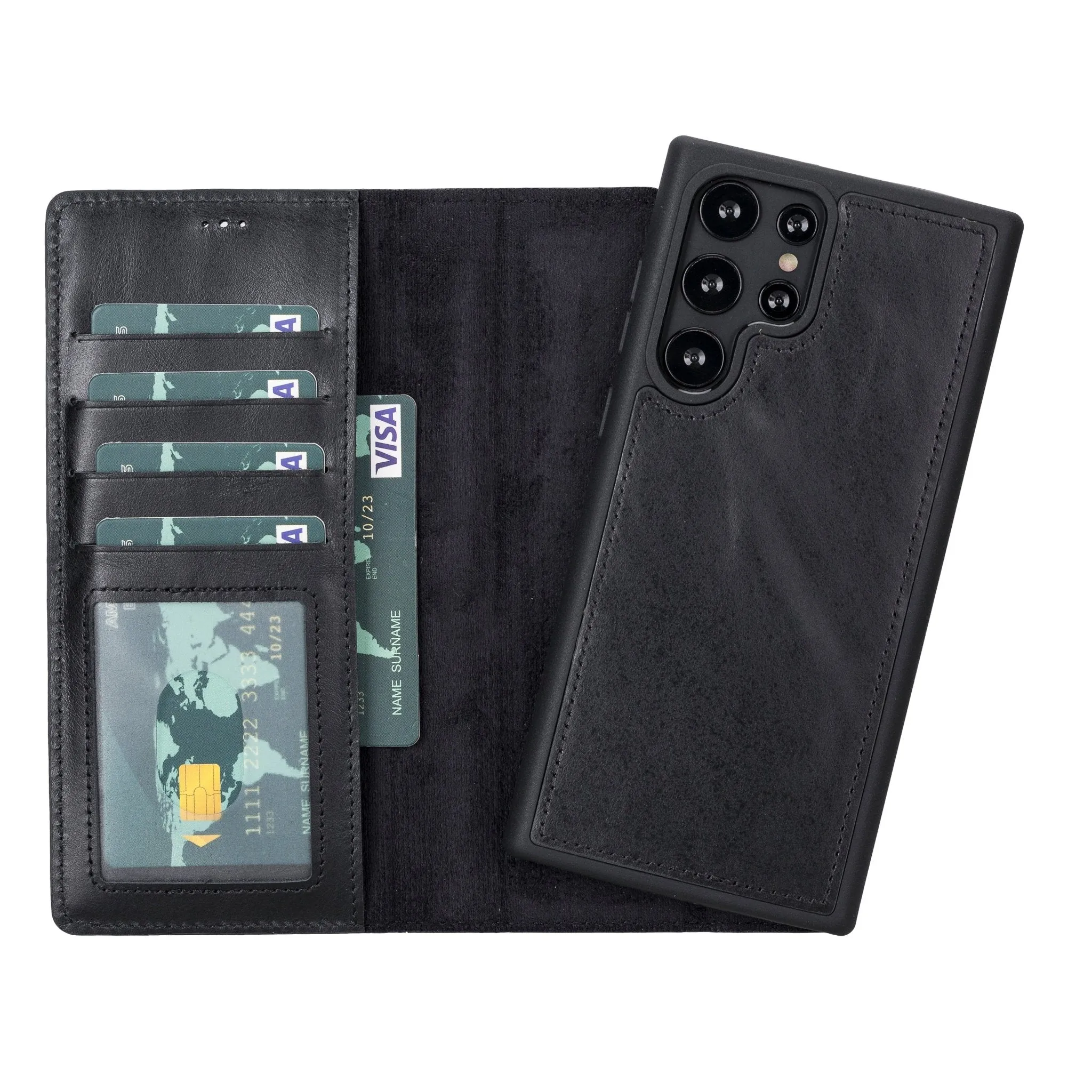 Carter Samsung Galaxy S22 Ultra Wallet Case, Rustic Black