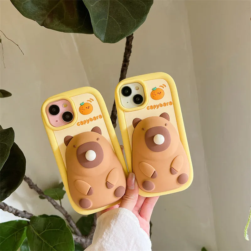 Cartoon Cute Bubble Blowing Creative Capybara Silicone Phone Case