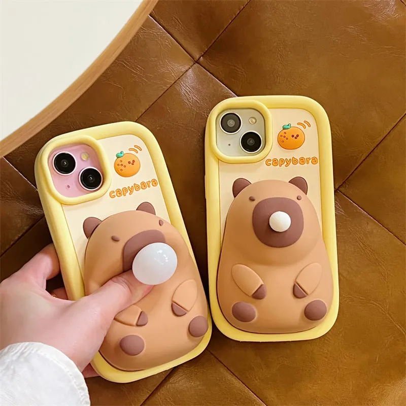 Cartoon Cute Bubble Blowing Creative Capybara Silicone Phone Case