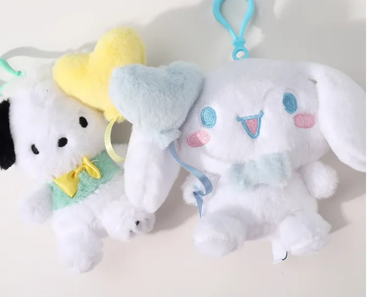 Cartoon Figure with Heart Plush Keychain