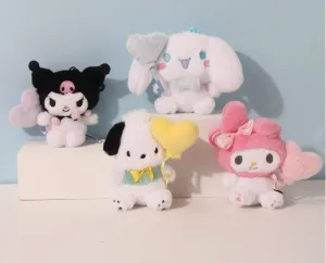 Cartoon Figure with Heart Plush Keychain