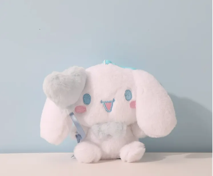 Cartoon Figure with Heart Plush Keychain