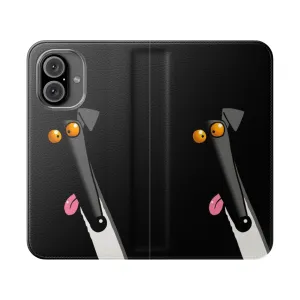 Cartoon Greyhound Flip Cover Phone Case for iPhone & Galaxy