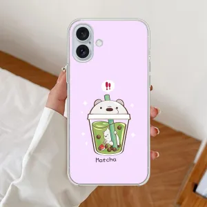 Cartoon Matcha Tea We Bare Bears Silicon Case For iPhone
