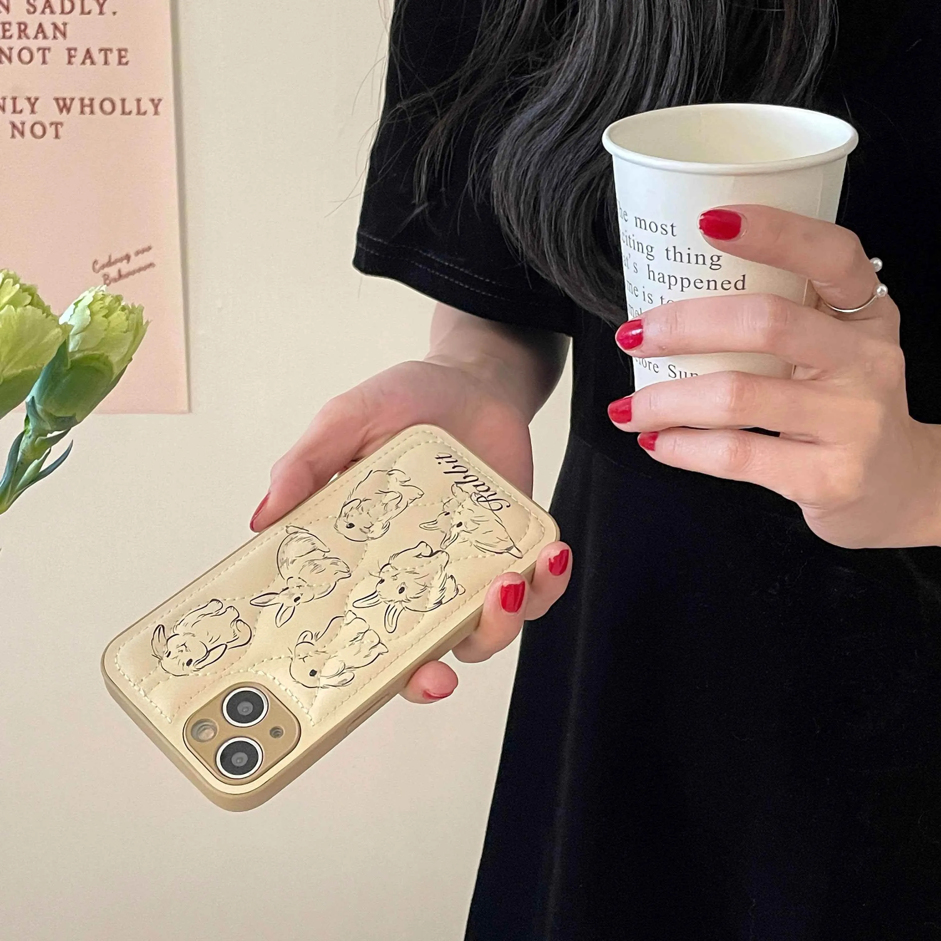 Cartoon Rabbit Curve Cute Phone Cases For iPhone 15 13 11 12 14 Pro Max XS XR X