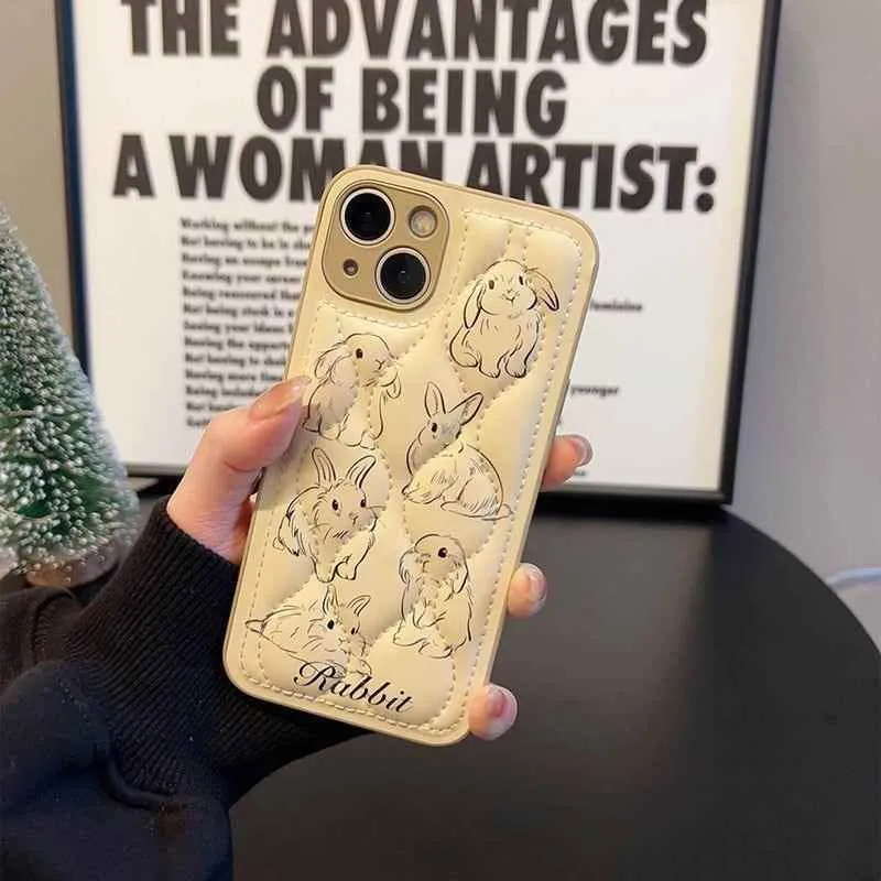 Cartoon Rabbit Curve Cute Phone Cases For iPhone 15 13 11 12 14 Pro Max XS XR X