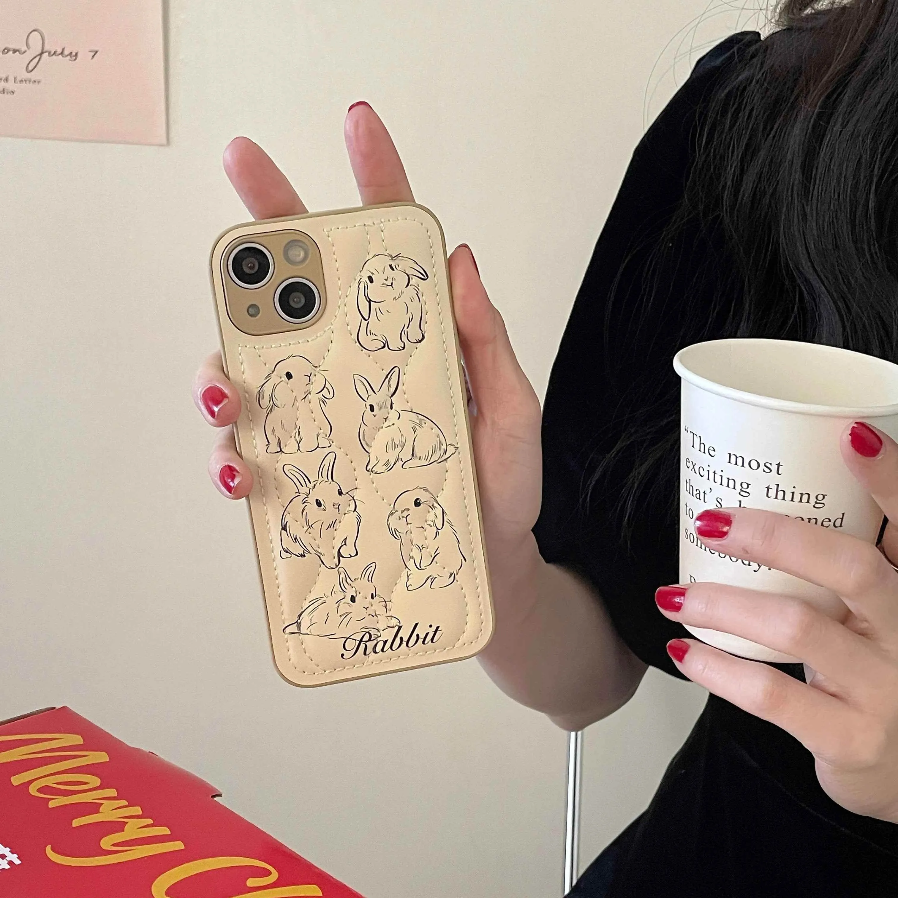 Cartoon Rabbit Curve Cute Phone Cases For iPhone 15 13 11 12 14 Pro Max XS XR X