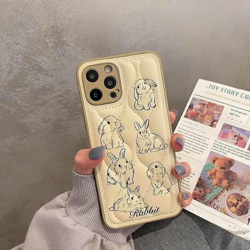 Cartoon Rabbit Curve Cute Phone Cases For iPhone 15 13 11 12 14 Pro Max XS XR X