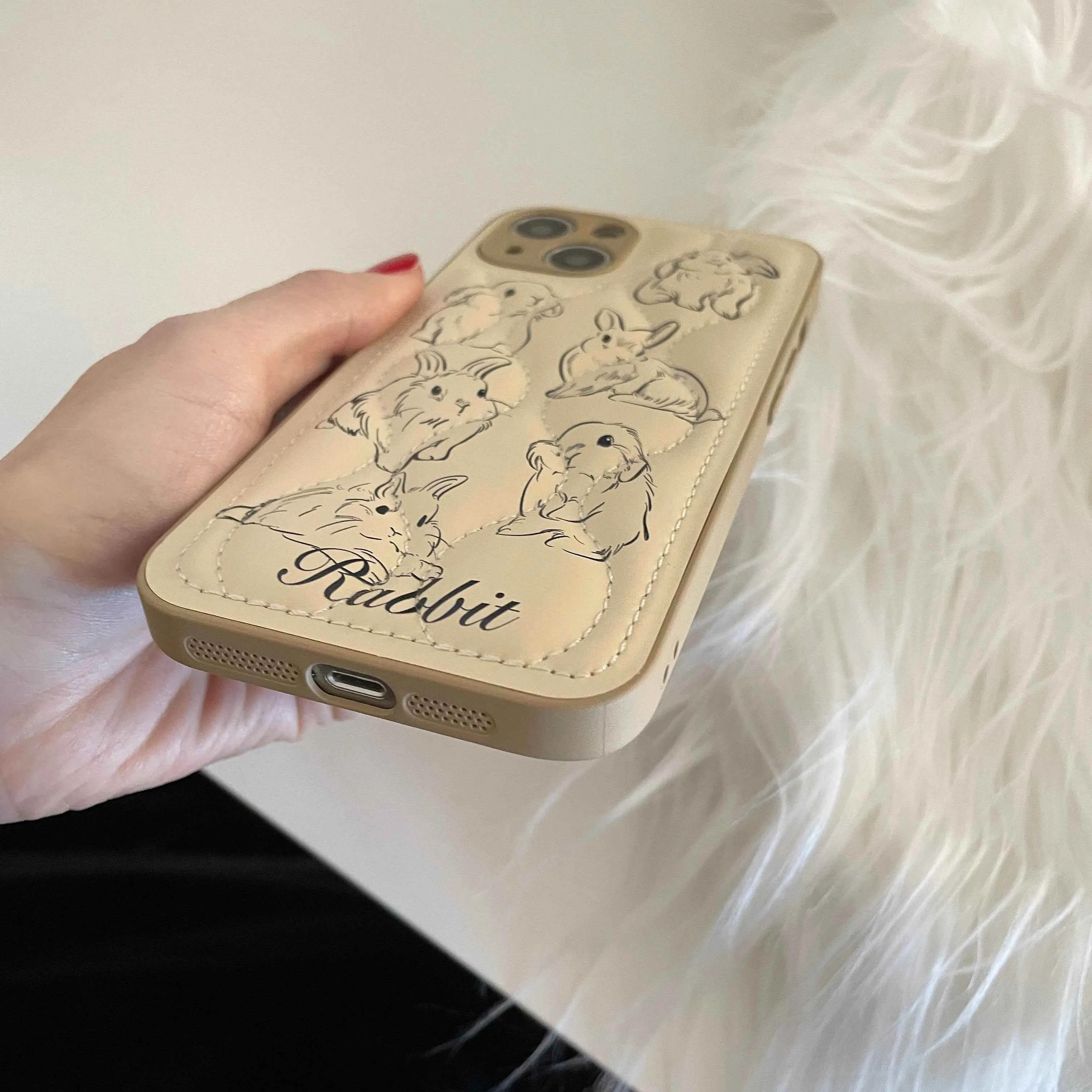 Cartoon Rabbit Curve Cute Phone Cases For iPhone 15 13 11 12 14 Pro Max XS XR X