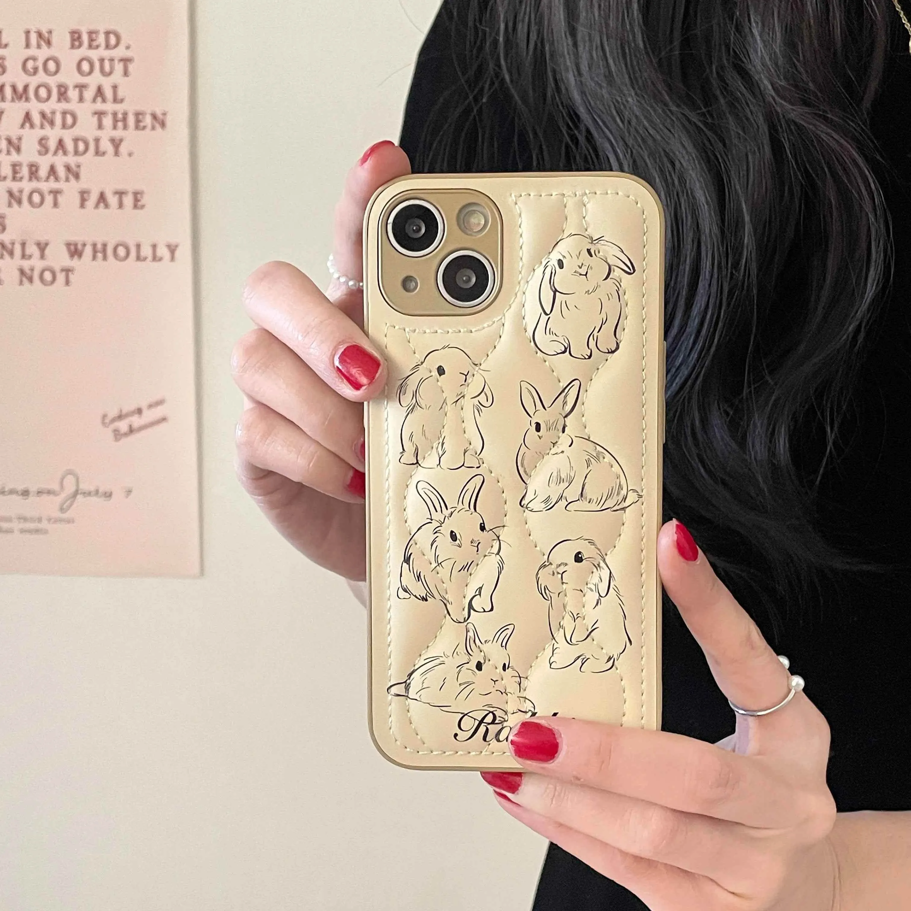 Cartoon Rabbit Curve Cute Phone Cases For iPhone 15 13 11 12 14 Pro Max XS XR X
