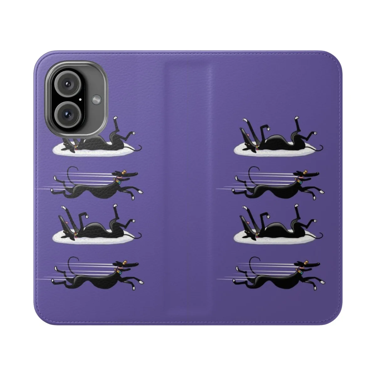Cartoon Sighthound Flip Cover Phone Case for Dog Lovers
